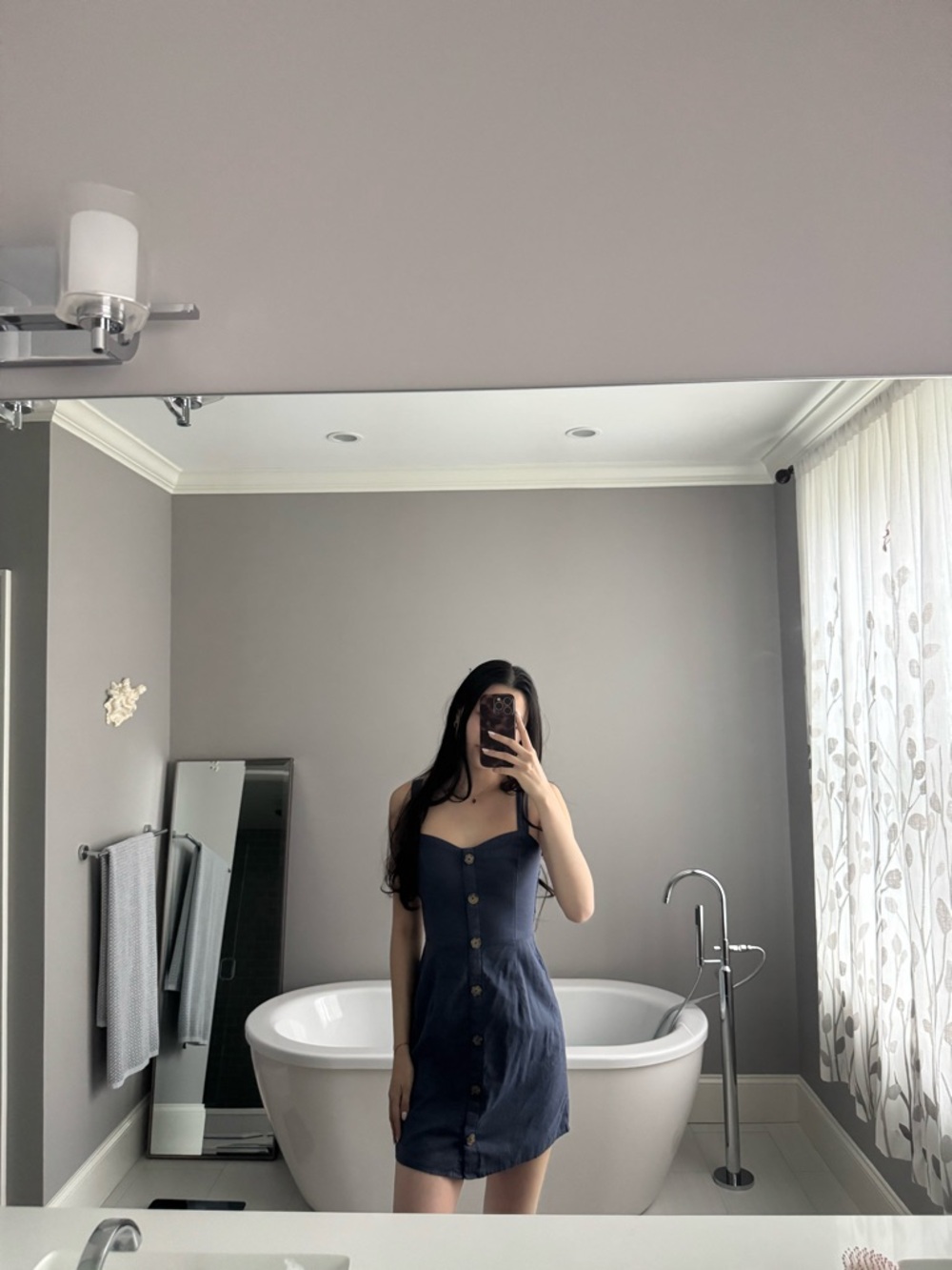 Abercrombie & Fitch Navy Button-Front Mini Dress